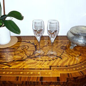 Vintage ATLANTIS "Sara" Full-lead Crystal Toasting Champagne Flutes Set of Two